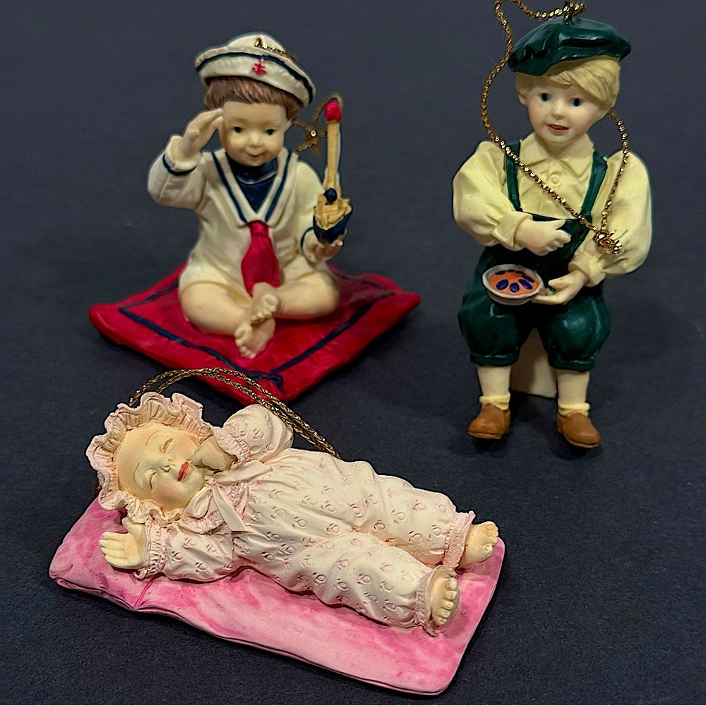 Ashton-Drake Heirloom Ornaments "Brahms' Lullaby" "Little Jack Horner" "Justin"